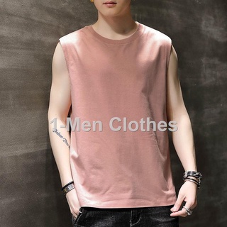 【Pre-sale】【COD】♙❀❁Pure cotton sleeveless t-shirt men's summer vest waistcoat trendy knitted loose fi (3)