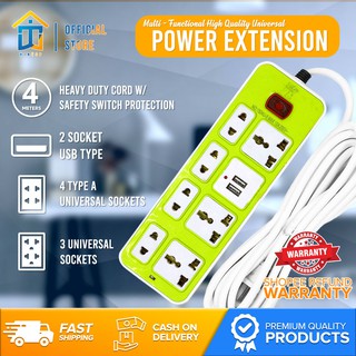 Wintop 4 Meters Power Extension With Switch 7 Universal Charger Socket 2 USB Charger Port Electrical