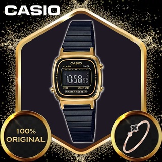 [Ready Stock] Casio Vintage (LA670WEGB-1B) Black Stainless Steel Digital Watch for Women