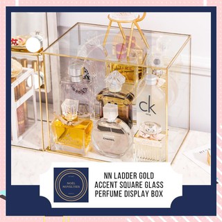 【Available】 NN Ladder Gold Accent Square Glass Perfume or Cosmetic Storage Display Box & Ca