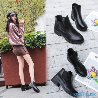 Explosion♂☂❄Korea Women Black High-heel Leather Shoes Ankle Short Boots
