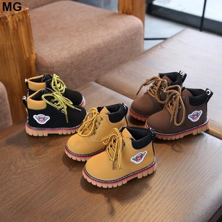 MGkids winter Child Leather Snow Boots Martin Boots Shoes