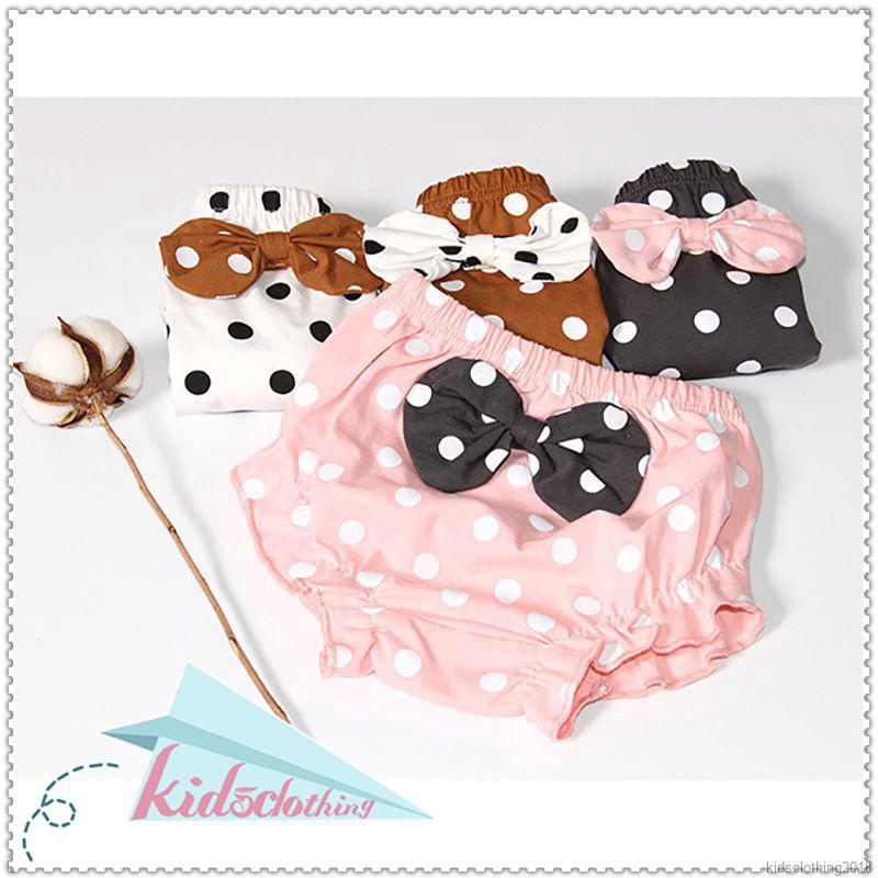 Baby Girl Cotton Dot Print Bowknot Panties Cotton Dot Briefs (1)
