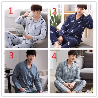 Men Pyjamas 12 Design Cotton Men's Pajamas Long Sleeve Korean Sleepwear Men's Clothing Homewear For Male Nightwear (1)