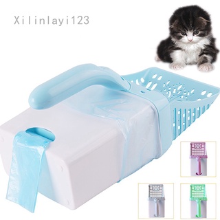 All-in-one cat litter scoop cleaning kit feces scoop with hooks picking scoop garbage bag dispenser