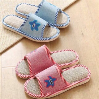 Starfish linen indoor slippers soft bottom non-slip floor home slippers 0080