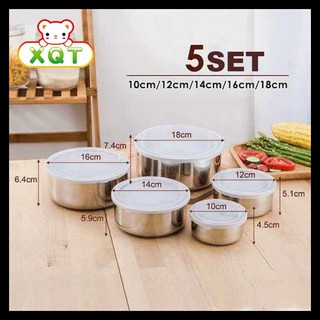 Protect Fresh Box 5 Pieces High Quality Stainless Steel Ware, Set• Size 10cm, 12cm, 14cm, 16cm, 18cm