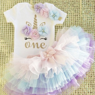 [NNJXD]Baby Sets 1st Birthday Outfits Romper Headband Tutu Clothes
