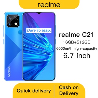 Ready Stock Smartphone Realme C21 Cellphone Android Mobile Phone 16+512GB 6000mAh 6.7inch