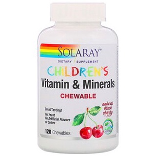 ◎Solaray, Children's Chewable Vitamin and Minerals, Natural Black Cherry Flavor, 120 Chewables♟