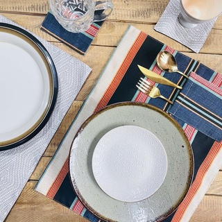 Reversible pocketed placemat and coaster set high quality elegant