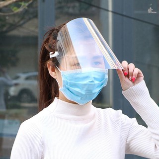 ♥ ♥ TY Protective Face Shield Clear Visor Flip Up Transparent Anti Splash Elastic Band Full Face Cover for Workshop Cooking Cleaning