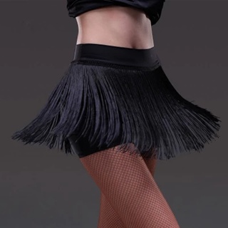 &Latin Dance Skirt for Women Sexy Girls Tango Ballroom Salsa Cha Cha Rumba Tassel Latin Dance Dress