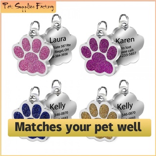 【pet supplies】Personalized Dog Cat Tags Engraved Cat Dog Puppy Pet ID Name Collar Tag Pendant Pet Accessories Paw Glitter Pendant uHR5
