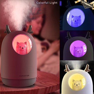 Air Humidifier 300ML Cute Pet Cool Mist Aroma Oil Air Diffuser Colorful LED Lamp USB Humidificador (5)