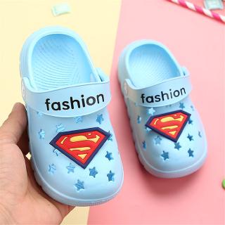 1-6 Years Crocs Style Non-slip Sandals Kids Cartoon Superman Girl Boy Soft Bottom Beach Shoes (5)