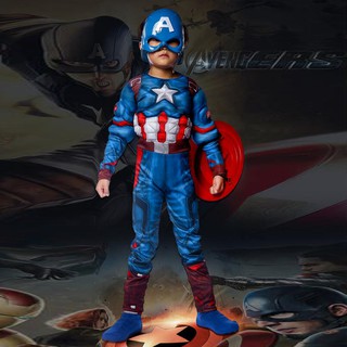 Superhero Kids Muscle Captain America Costume Avengers Child Cosplay Super Hero Halloween Costumes For Kids Boys S-XL