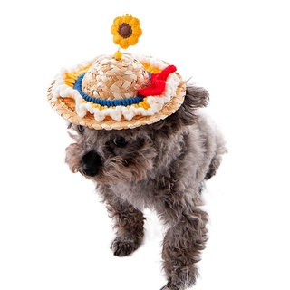 ❁﹍Pet Straw Hat dog Hat Cute cat Summer Headgear Pet Dress Up Jewelry birthday