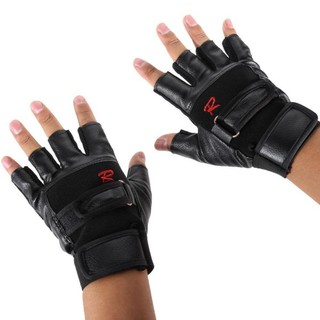 [COD]Open Finger Gloves Sport Fitness High Strength Weight Lifting Gym Exercise Sport Fitness Sports Leather Gloves