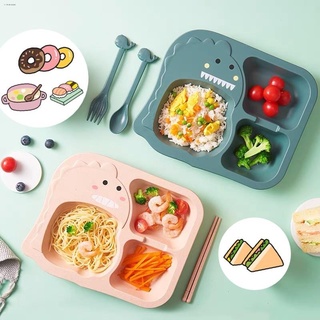 Bottle-feeding❁K2-shop Cartoon Dinosaur Kids Cutlery Plate Set with Spoon, Fork and Chopsticks