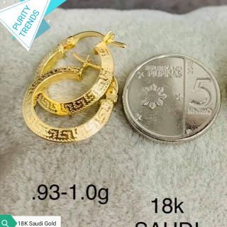 Earring 18K Saudi gold,1.0grams,pawnable,authentic w/free brand new box, good for investment,