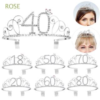 ROSE 16/18/40/50/60/70/80/100th Party Decoration Crown Headband