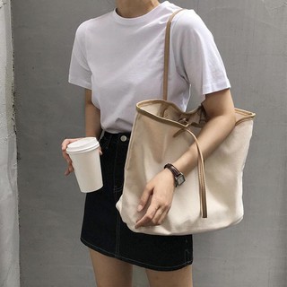 Women's Canvas Shoulder Bag Korean Ladies Casual Large Handbag Tote Shopping Bag