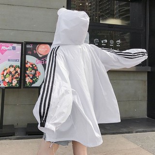 20 summer new female students Korean version of anti-ultraviolet large size Harajuku bf loose thin hooded jacket pole windbreaker