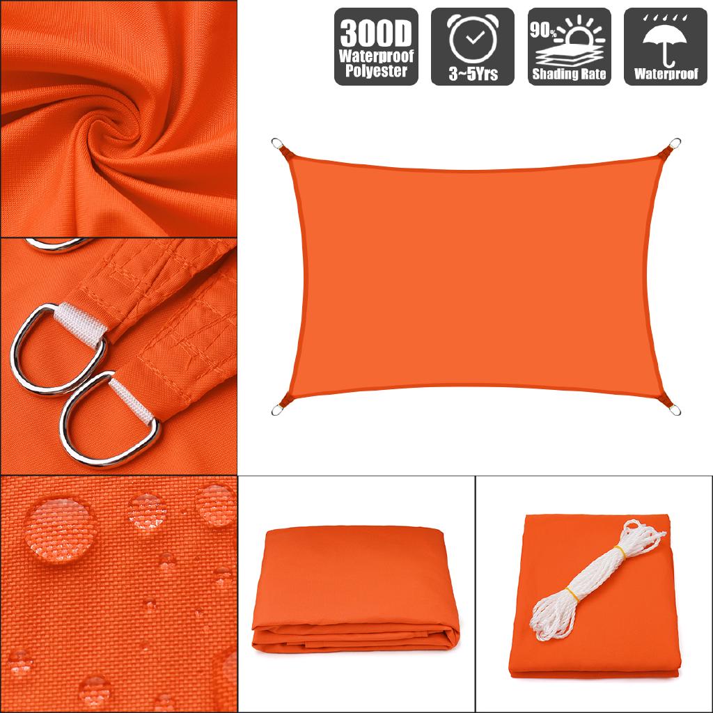 Waterproof 300D Shade Sails Orange Awning Fabric Sun Canopy