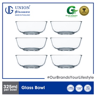 UNION GLASS Thailand Premium Clear Glass Bowl 325ml |4.5oz 4.5 inches [Set of 6]