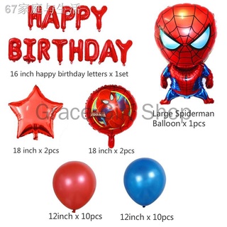 ✿✹26Pcs/Set Spiderman Balloon Happy Birthday Set Boy Cartoon Theme Party Decoration