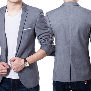 ┋70% Hot Sale Men\ s Solid Color Step Collar Slim Blazer Formal Business Wear One Button Suit