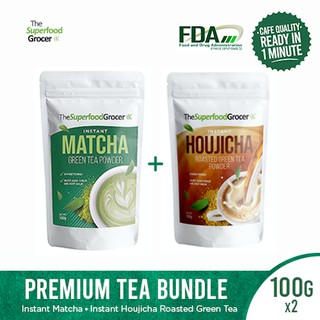 The Superfood Grocer Instant Matcha & Houjicha Roasted Green Tea Bundle