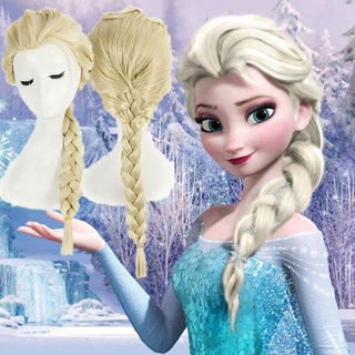Elsa Wigs Kids Girl Dress Up Children Cosplay Tangled Hair Braid Princess Fancy Make Up Headwear Birthday Party Hair Accessories