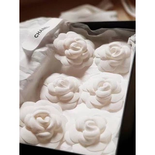 HANNAH HONG Camellia decorative flower gift box small incense packaging flower white canvas cotton