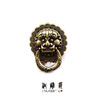 ▦๑Handmade leather goods pure copper hardware belt ring lion head pure copper wealth cloth buckle brass buckle pure copp