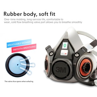 【FH】3M 6200 Masks Half Mask Respirator Organic KN95 Face Protection Dust-proof Mask Anti Haze Painting Spraying Swimming Pool 10 ❃❁ (2)