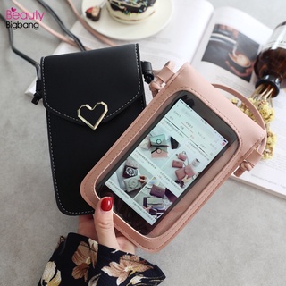 cross bag㍿【COD】Women's Touch Screen Cell phone purse simple bag Heart-Shaped Transparent Pouch Walle
