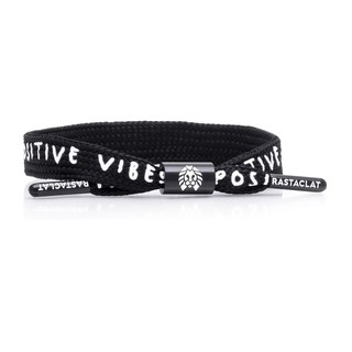 RASTACLAT Fat Lace Bracelet: Positive Vibes - Black M/L