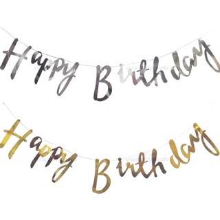 Top Happy Birthday Banner gold / silver bunting 1.5m