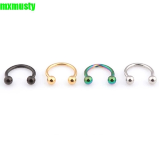 MXMUSTY Fashion Body Piercing Septum Jewelry Lip Rings Ball Stud Earrings Helix Hoop C Shape For Women Nose Rings/Multicolor