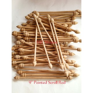Unpainted Wooden Scroll Rod (Pointed Tip) 9" (50pcs)