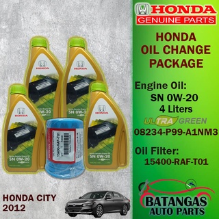 Honda City 2012 OIL CHANGE PACKAGE 4Liters SN 0W-20 ENGINE OIL W/ OIL FILTER