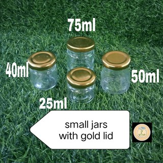 Small Glass Jars with Gold Lid