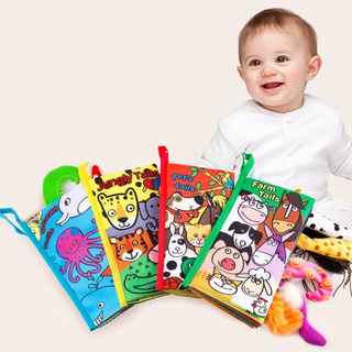 Infant Baby Book Educational Toys 3D Animal Tail Cloth Book For Kids Newborn Soft Fabric Activity