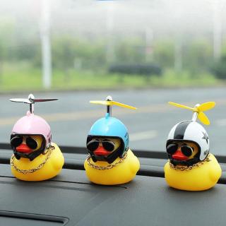 Car Ornaments Duck Broken Wind Small Yellow Duck With LED Lights /Helmet For Bikes/Motorbikes