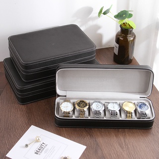 Ready StockPortable Dustproof Watch Storage Box Zipper Watch Box Wrist Watch Jewelry Box Simple Leather Bracelet Display Box