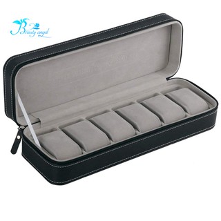 6 Slot Watch Box Portable Travel Zipper Case Collector Storage Jewelry Storage Box(Black)