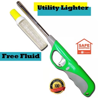 Refillable Utility Gas Lighter with Free Lighter Fluid