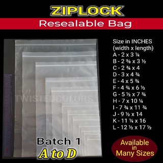 (A To D) Ziplock Resealable Plastic Batch 1 Of 3 / 100 Pcs Per Pack Thick Quality Zip Lock